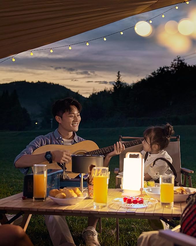 Solar Camping Lantern, Rechargeable Battery Powered Camping Light 6000mAh Up to 80HRS Lasting, Dimmable Night Lamp, Survival gear for Emergency, Power Outages, Outdoor, Indoor