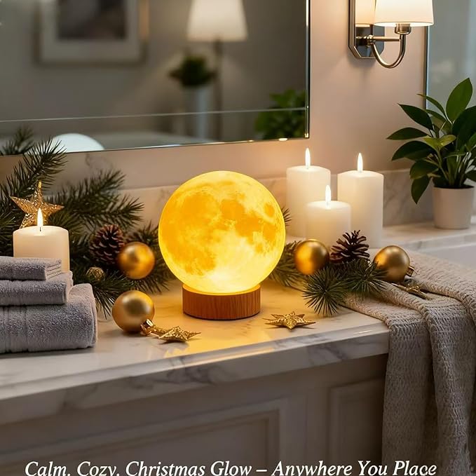 Magical Moon lamp - Enchanting Night Light for Kids & Soothing Moons Decor - Perfect Moon Light Gift with 3D Lunar Glow (Old World)
