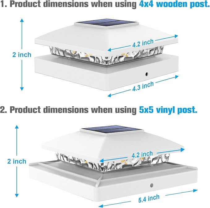 VOLISUN 24 Pack White Solar Post Cap Lights Fit 4x4 Fence Deck Post | Waterproof outdoor lighting, warm white glow, fits wooden & vinyl 4x4 posts, solar powered for yard patio fence deck