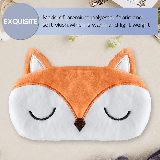 Cute Sleep Masks Cartoon Animal Fox Eye Masks Soft Plush Sleeping Mask Travel Blindfold Eye Shade for Women Men (Fox)