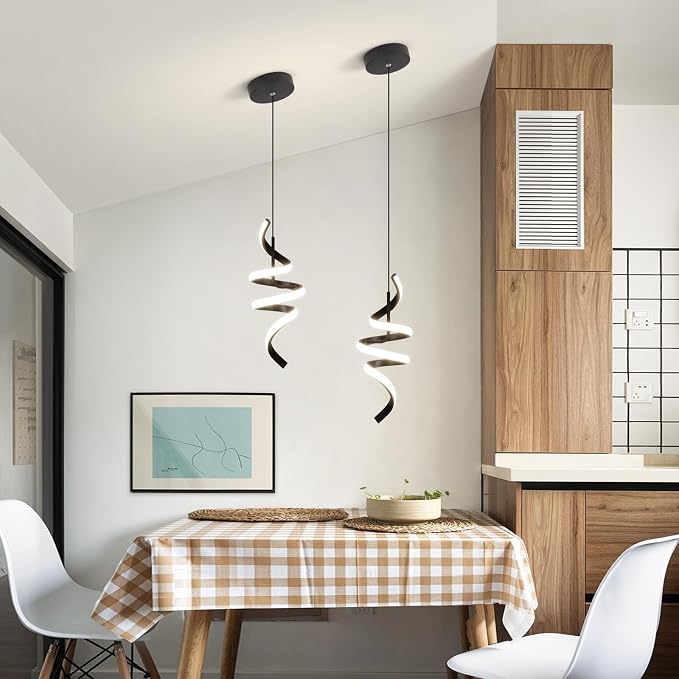 3000-6000K Dimmable Modern Pendant Light,Black LED Pendant Light for Kitchen Island Fixtures Chandeliers for Dining Room Hanging Lights, 1 Pack