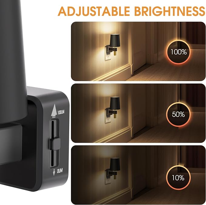 Night Light Dimmable Night Lights Plug into Wall Soft White 3000K | Dusk to Dawn Sensor, 0-100LM, Plug in NightLight, Vintage Night Light Compact for Hallway Bedroom Stairway