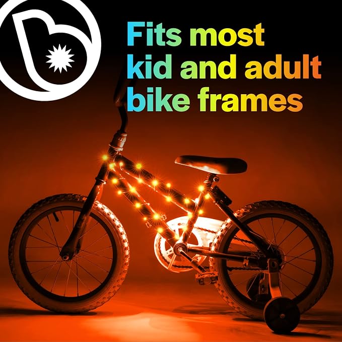 Brightz CosmicBrightz LED Bike Frame Rope Light - 6.5-Foot String Rope - Battery-Powered with On/Off Switch - Ultra Bright Color Keeps Your Ride Fun and Safe for Kids, Teens, & Adults