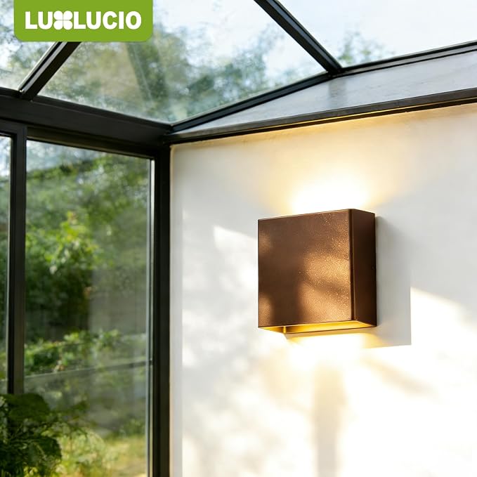 Indoor Outdoor Brown Up and Down Wall Sconce, 5%-100% Dimmable 18W, 5 Color Temperature Selectable (2700K-5000K), Modern Lighting for Living Room/Porch, CRI90+, 120V-277V, ETL FCC Certified