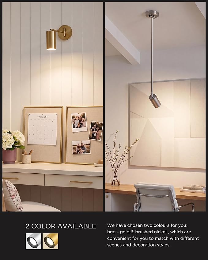FEMILA LED Track Lighting Fixture, 3000K Bulb Included, Brushed Nickel Spotlight