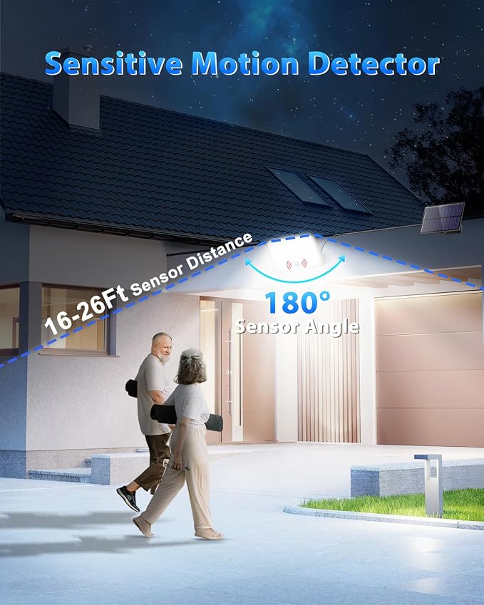 Gusicil Solar Lights for Outside, Motion Sensor Outdoor Lights,1Pack | 3 Modes Split Motion Sensor, Remote Control, Waterproof IP65, For Yard, Patio, Garden, Garage