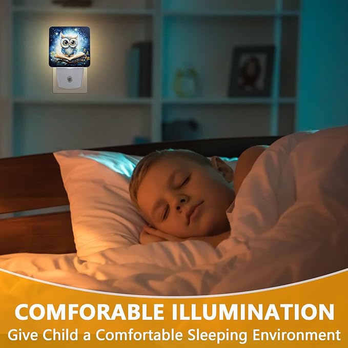 Owl Night Light, Plug-into Cartoon Animals Nightlight White LED Lamp, Energy Efficient Decor Desk Lamp for Bedroom Hallway Stairs Bathroom
