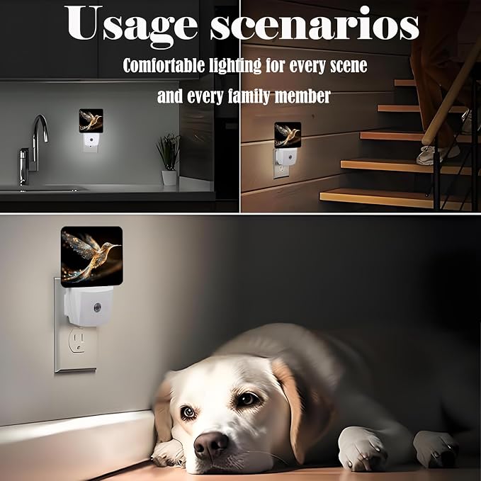Hummingbird Night Light,Plug-in Night Lights with Dusk-to-Dawn Sensor for Stairway,Hallway,Bedroom Sleep Friendly Ideal for Women/Girls/Boys Gift,0.5w