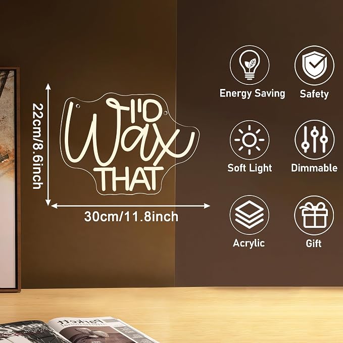 Mutank I'D Wax That Neon Sign, Beauty Salon Salonneon Neon Light USB Powered LED Dimmable, for Waxing Studio Skincare Hydrotherapy Professional Salon Beauty Studio Sign, Beautician Gift(12.9 * 8.6In)
