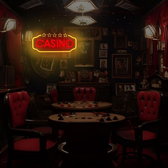 Casino Neon Sign, USB Powered LED Light for Game Room Party Decor | Create a Vegas Style Atmosphere with a Bright Neon Wall Decor Light for Bars, Rooms, Parties and Entertainment Spaces