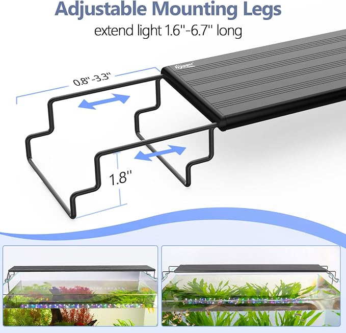 hygger IP68 Waterproof LED Aquarium Light 24/7 Cycle Full Spectrum Fish Tank Light with Timer Adjustable Brightness 12 Colors Aquarium Lamp for 31-36 in Freshwater Planted Tank