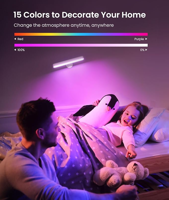 4 Pack Wall Sconces Rechargeable 7500mAh Battery Operated Wall Lights Cordless LED Wall Lamp, Touch and Remote Control, 3 Colors Wall Lamps 360° Rotate Dimmable Brightness with 15 RGB Colors