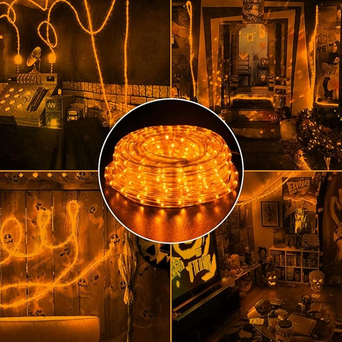 WYZworks 1116LEDs, 100ft LED Outside Rope Lights, Waterproof Permanent Outdoor ETL Certified Connectable Clear Tube, Christmas Palm Tree Holiday Decorative Landscape Patio Accent Lighting - Orange