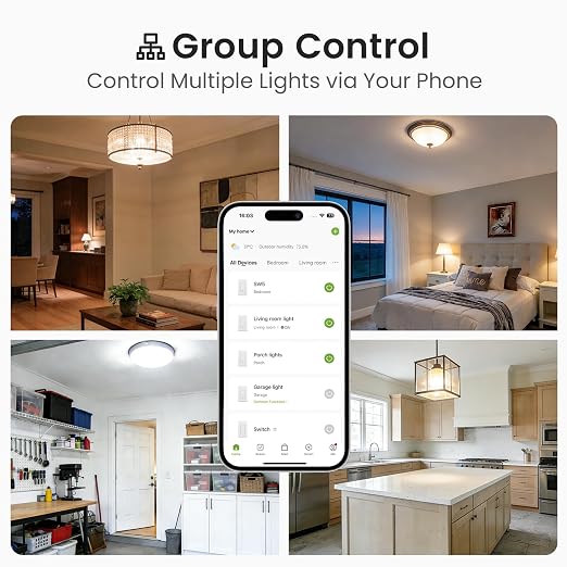 GHome Smart Switches for Lights, Single Pole WiFi, Works with Alexa, 3 Pack | Google Home Compatible, Neutral Wire Required, 2.4GHz WiFi, Voice Control, App Control, Schedule, Timer, UL FCC Listed