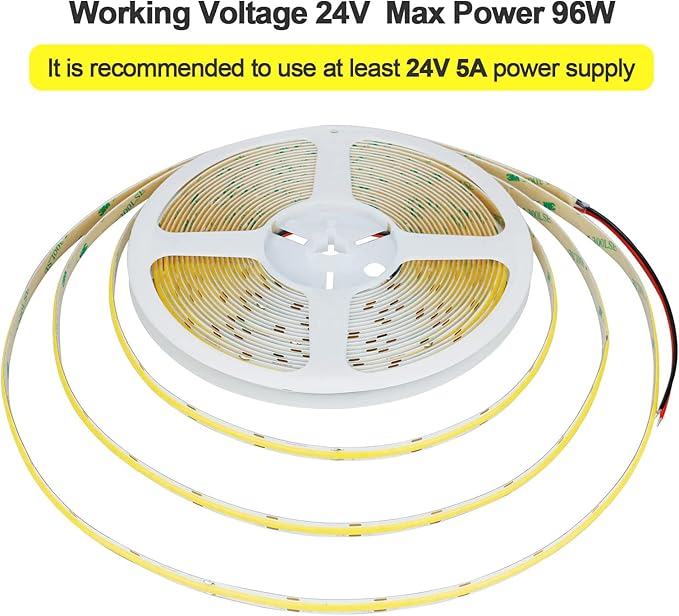 32.8ft(10M) 24V COB LED Strip Light Natural White 4000K 3840LED CRI 93+ 6800lm Uniform Glow Dotless IP20 Not Waterproof Flexible LED Tape Lights for DIY Bedroom Home Decor(No Power Supply)