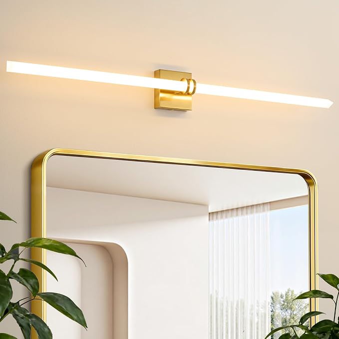 Gold Bathroom Light Fixture LED Vanity Light 45.3" 5CCT Wall Sconce | LED Dimmable Wall Light Modern 360° Lighting, 42W Hardwired Vanity Light for Bathroom Mirror, Flicker-Free Easy Install