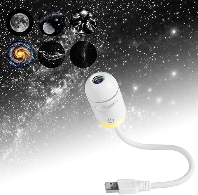 2-in-1 Galaxy Projector Night Light,USB Star Projector with Adjustable Brightness,Mini LED Wall Projection Lamp,360° Rotation Mini Galaxy Light Projector for Bedroom Ceiling Wall Room Deco