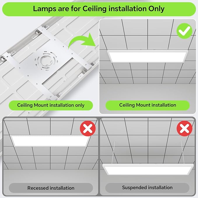 1x4 LED Flat Panel Light,Surface Mount Ceiling Light,5CCT 3000K/3800K/4500K/5200K/6000K Dimmable, 24W/30W/40W 5200LM Smooth Triac Dimming(10-100%), LED Light Fixture for Office Kitchen Garage,White