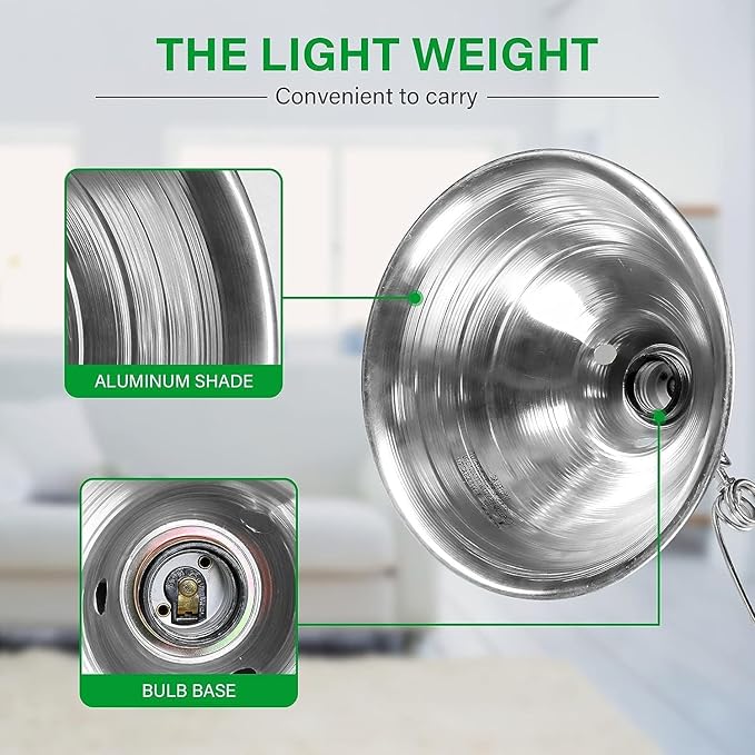 Simple Deluxe Clamp Lamp Light Socket with 8.5 Inch Aluminum Reflector, Suit for Max 150 Watt Lamp (No Bulb Included) with 18/2-Gauge 6 Feet Cord, 6-Pack