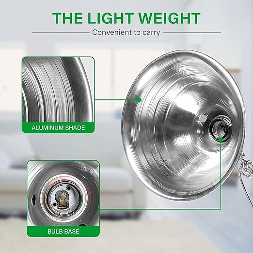 Simple Deluxe Clamp Lamp Light with Detachable 8.5 Inch Aluminum Reflector up to 150 Watts E26 Socket (No Bulb Included), 6 Feet Cord, UL Listed, 2 Pack