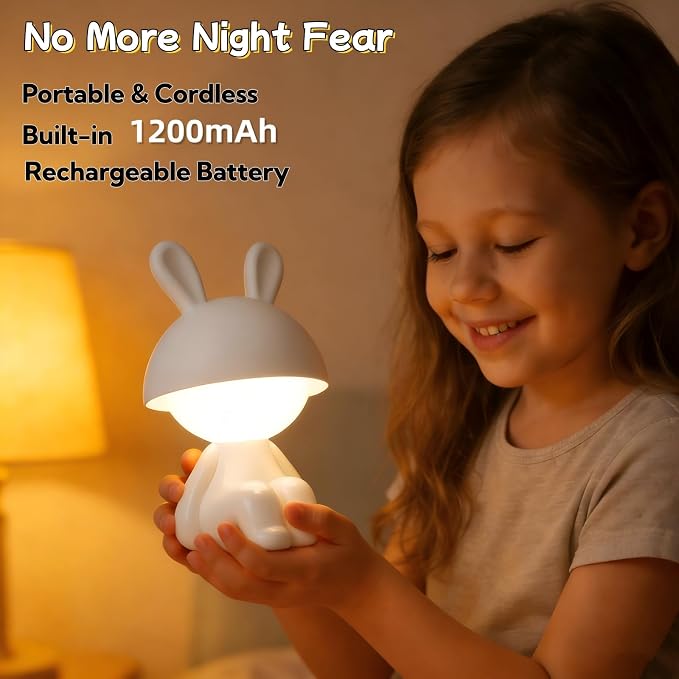 Night Lights for Kids,Rechargeable TableLamp,Touch Bedside Lamps,Cordless Dimmable Warm White Light,Baby Nursery,Breastfeeding,Sleep Aid,Cute Bunny Decor Gifts for Toddler Boys Girls Adults