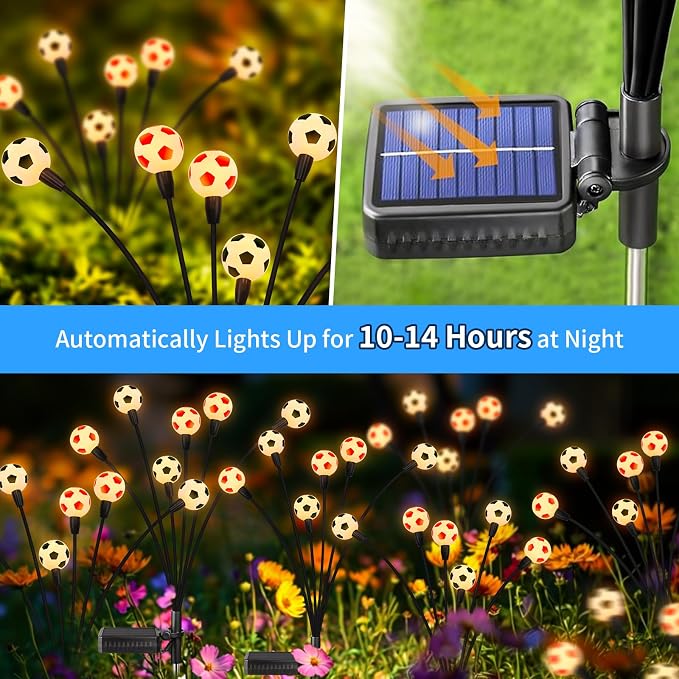 vignuto 2026 Solar Soccer Lights, 8 Packs 48LED, Solar Lights Outdoor Waterproof, World Cup Decorations, Garden Decor, Patio Decor, Unique Decor for Soccer Game.
