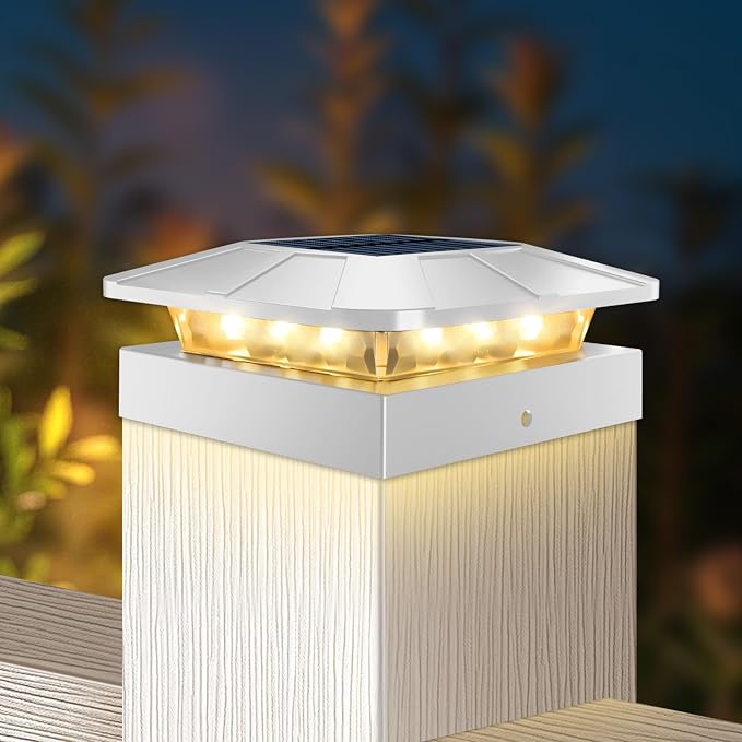 4x4 White Solar Post Cap Lights Outdoor with 3 Lighting Modes | LED Post Light Solar Powered Waterproof, Fence Deck Lights for 4x4 3.5x3.5 Wood/Vinyl Posts