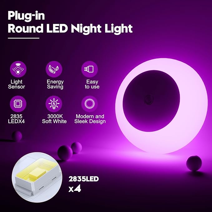 fesnne Night Light, Night Lights Plug into Wall, Dusk to Dawn Sensor, Pink Led Night Light 0.5W, 8 Pack Nightlight for Adults, Bedroom, Bathroom, Hallway, Kitchen