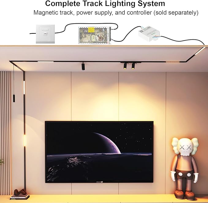 4 Pack Grille Spotlight Magnetic Track Head, 24V 15W Dimmable LED Lamp for Track Lighting with APP & Remote Control, Adjustable Brightness & CCT (3000K-6000K), LED Ceiling Lighting