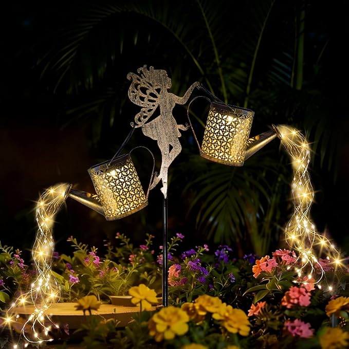 Solar Watering Can Light - Solar Yard Decorations Outdoor,Garden Decor Lights for Yard,IP65 Waterproof Hanging Lantern Lights,Outside Garden Flower Bed Decor Light for Moms Birthday 2PCS