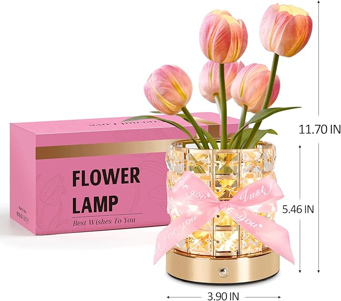 Tulip Flower Lamp, Mothers Day Gifts | USB Rechargeable Cordless Night Light | Touch Control | 3-Color Adjustable Dimming | Mother's Day Gift for Mom, Birthday Gift for Women, Home Decor
