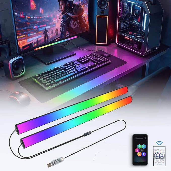 Generic 2-in-1 RGB Monitor Light Bar, RGB LED Gaming Atmosphere Light, USB Powered, Multi-Colour LED, Table Mount