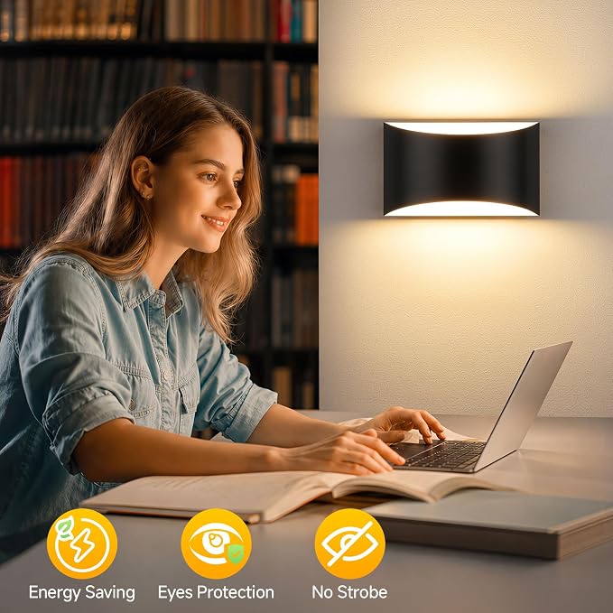 Battery Operated Wall Sconce Set of 2, Rechargeable Wall Lights | Large Black Wireless Wall Mount Lights 3000K Bulbs, Touch & Remote Control, Clear Glass, Cordless Dimmable Indoor Lamp