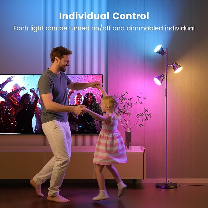 36W LED Tree Floor Lamp, Dimmable Tall Standing Lamp with Remote & Touch Control, 4 Color Temperatures Bright Floor Lamp, 3 Rotatable Light Modern Floor Lamps