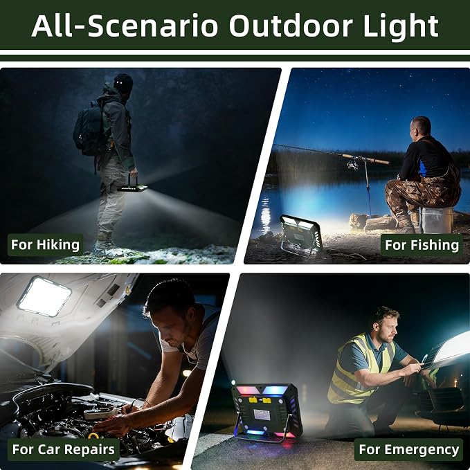 Camping Lantern Rechargeable Camping Lights 20W,1000LM, 6 Modes, Waterproof Camping Essentials with 4 Magnetic Bases, for Emergency, Power Outages, Tent, Hiking, Car Repair, Fishing