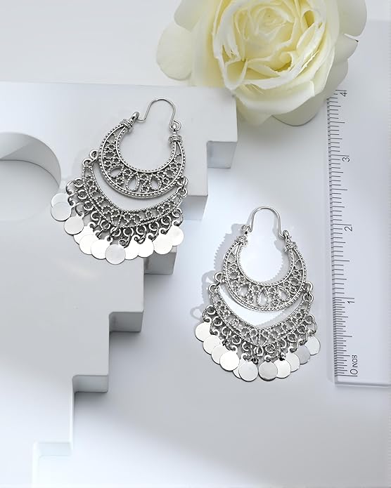 18K Gold Plated Filigree Dangling Large Gold Plated Chandelier Earrings for Women Indian Jewelry for Women Gifts
