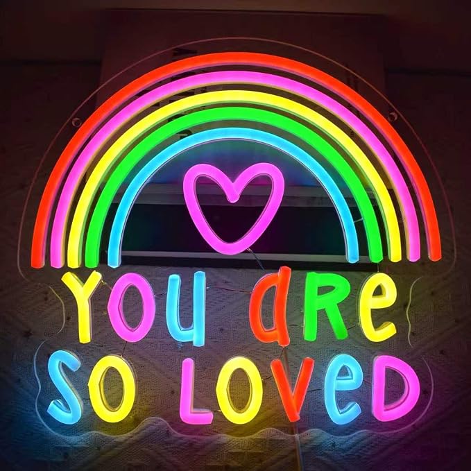 You Are so Loved Neon Sign Rainbow LED Light for Bedroom Wall Decor, Dimmable Colorful Neon Sign for Kids Room, Playroom, Nursery, Dorm, Party Decorations & Gift Ideas