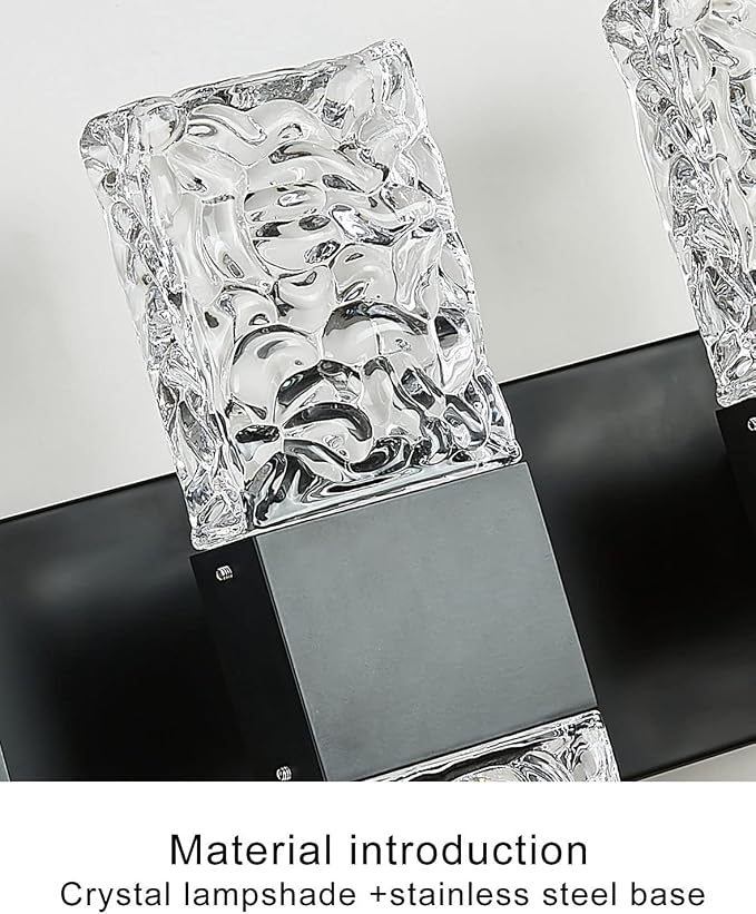 Black Bathroom Light Fixtures Crystal Bathroom Vanity 4 Light Over Mirror Modern LED Wall Light ，6000K Cool Light，40 Watts