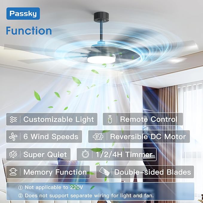 72 inch Ceiling Fans with Lights, Large Modern Ceiling Fan with Light and Remote Control, Reversible, 3CCT, Dimmable, Quiet, Black Ceiling fan For Bedroom, Living Room, Patio Farmhouse, Indoor/Outdoor