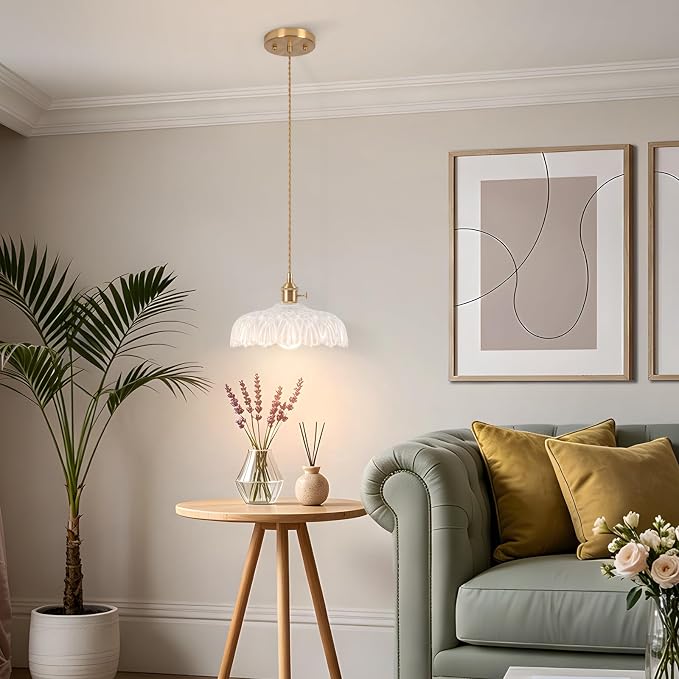 Battery Operated Pendant Light,Vintage Light Fixtures RGB Light Bulb 2500mAh 9.4in White Modern Chandelier with Remote Control Wireless Adjustable Rechargeable Chandelier for Kitchen Island 1Light