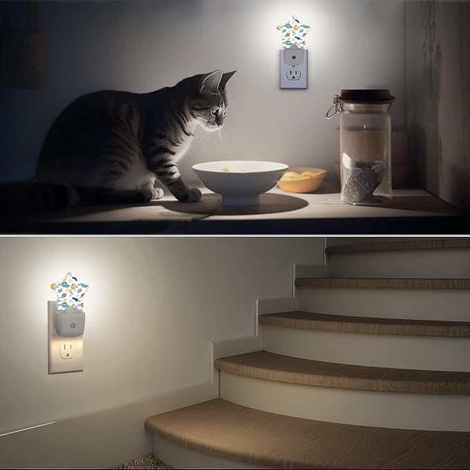 Cartoon Dino Night Lights Plug in Wall Lamp Smart Dusk to Dawn Sensor for Home Decorative,Kids Room Bedroom Bathroom Kitchen Hallway Gifts