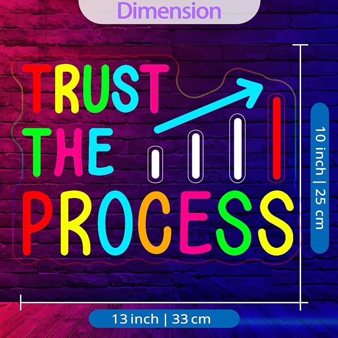 Neon Signs for Classroom, LED Inspirational Wall Decor for Kids Room,Office | Trust The Process Neon Sign, Colorful LED Classroom Decor, Inspirational Wall Art for Kids Room, Bedroom, Office & Playroom