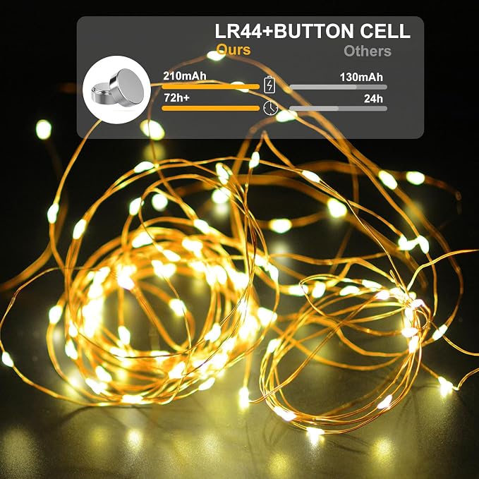 ZGWJ 12 Pack Warm White Fairy Lights, Mini String Lights | Battery Operated 7 FT 20 LED Waterproof 3 Modes for DIY, Parties, Wedding, Halloween, Christmas Decoration