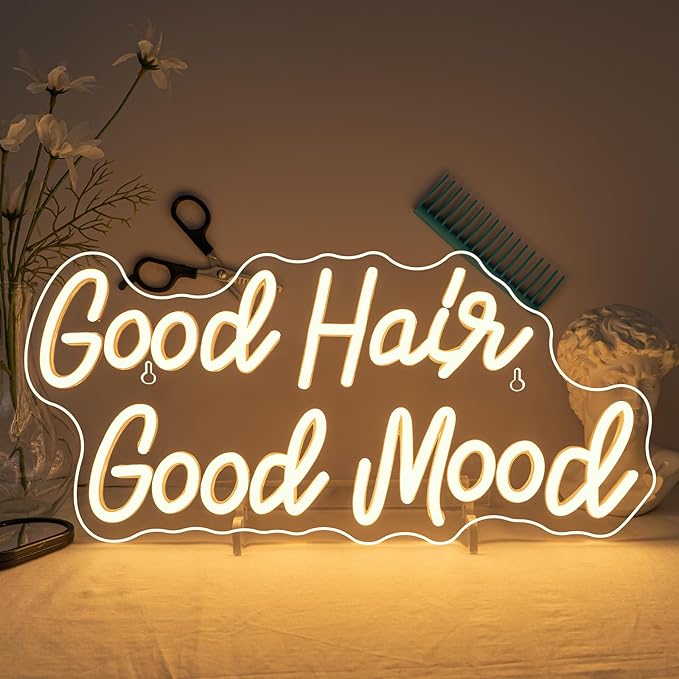 WX&YH Good Hair Good Mood Neon Sign Hair Salon Led Sign for Wall Decor Haircut Neon Lights for Business Barber Shop Store Hair Salon Neon Sign Lights Decor Gifts for Women