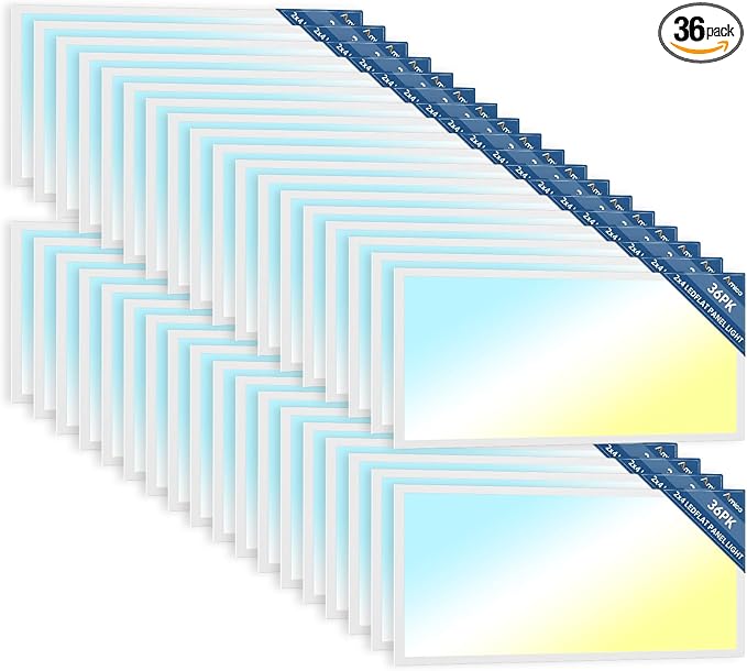 Amico 36 Pack 2x4 LED Flat Panel Light Fixture, 6250 LM, 4000K/5000K/6500K, 30W/40W/50W, Dimmable 0-10V, LED Drop Ceiling Lights for Office Commercial Use, Dustproof ETL Listed, FCC, DLC