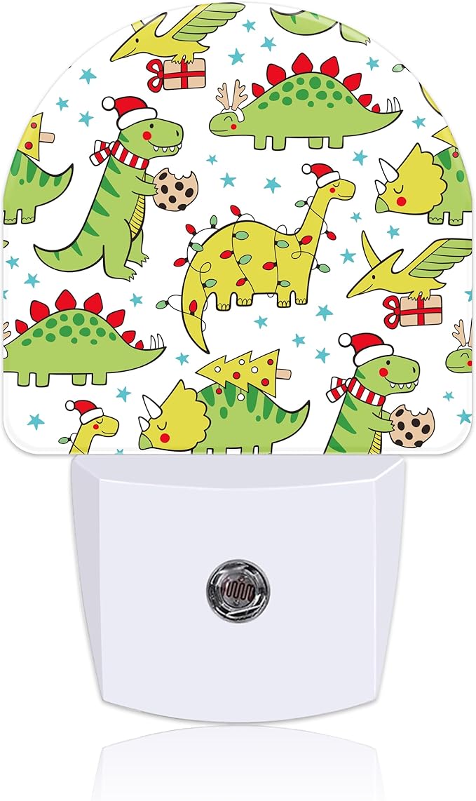 Cute Christmas Doddle Dinosaurs Night Light for Kids, LED Night Light Plug into Wall with Dusk to Dawn Sensor for Girls Boys Women Room Decor, Hallway, Kitchen, Bathroom, Nursery, Stairs