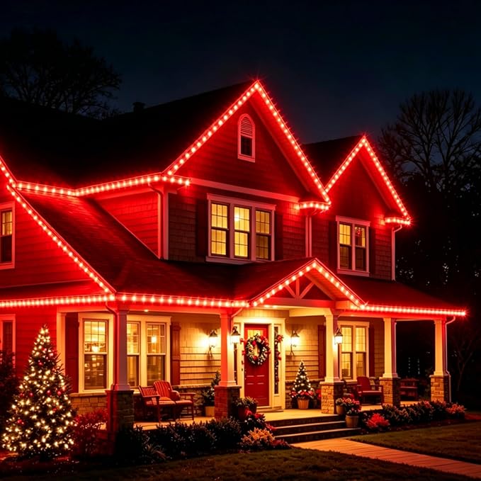 16.4ft Red LED Strip Light Waterproof | Flexible flat design. Connectable. 50,000hr lifespan. Ideal for home, garden, patio, party, Christmas decoration.