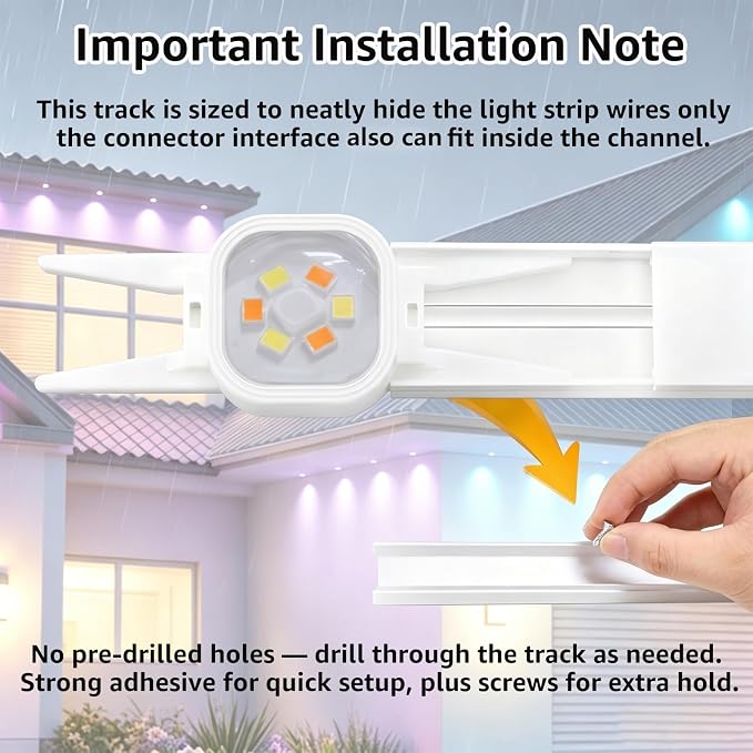 Upgraded for Govee Outdoor Light Clips System Suit for Pro H706A/H806A | Mounting Brackets for Govee Light Clips Track System,PVC Track Total 100FT