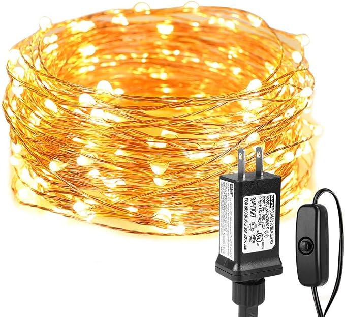 LE LIGHTING EVER String Lights 33ft with 100 LEDs, Waterproof Copper Wire Lights, Outdoor & Indoor Decorative Fairy Lights for Bedroom, Patio, Garden, Party, Wedding, Christmas and More | Warm White 3000K, Thin Copper Wire, Waterproof, Steady-on, Indoo...