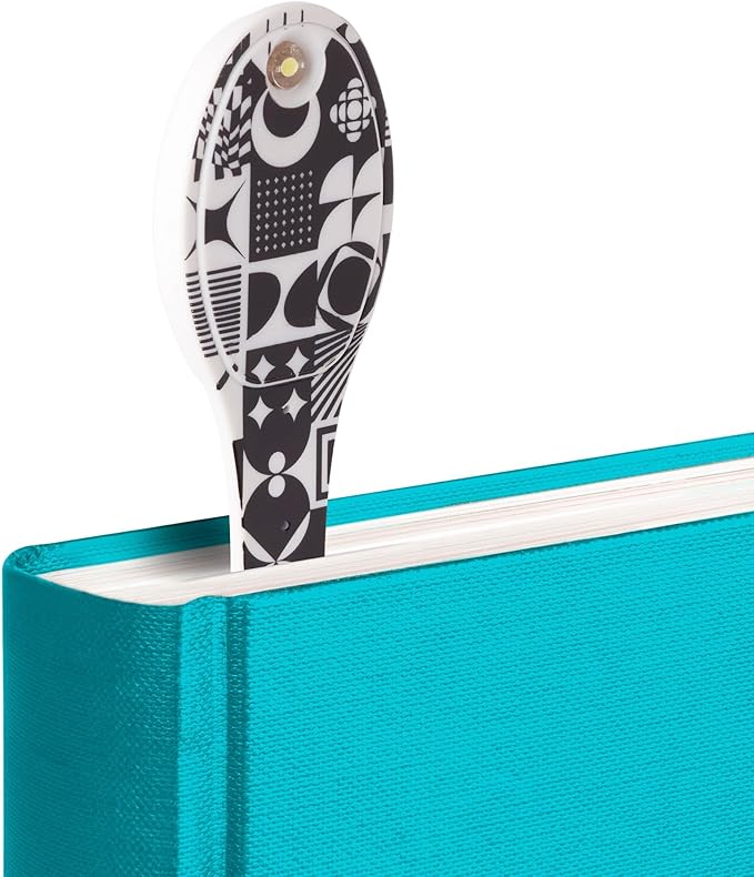 Gifts for Readers & Writers Book Light, Clip On Reading Light for Bed, 2in1 Flexilight & Bookmark, Small & Lightweight with a Soft Glow, 2 Batteries Included, Black & White